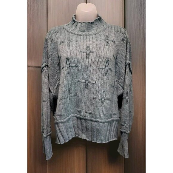 Seafoam Green Chunky Mock Neck Boxy Sweater ee : Some Sz M Oversized - Picture 1 of 7